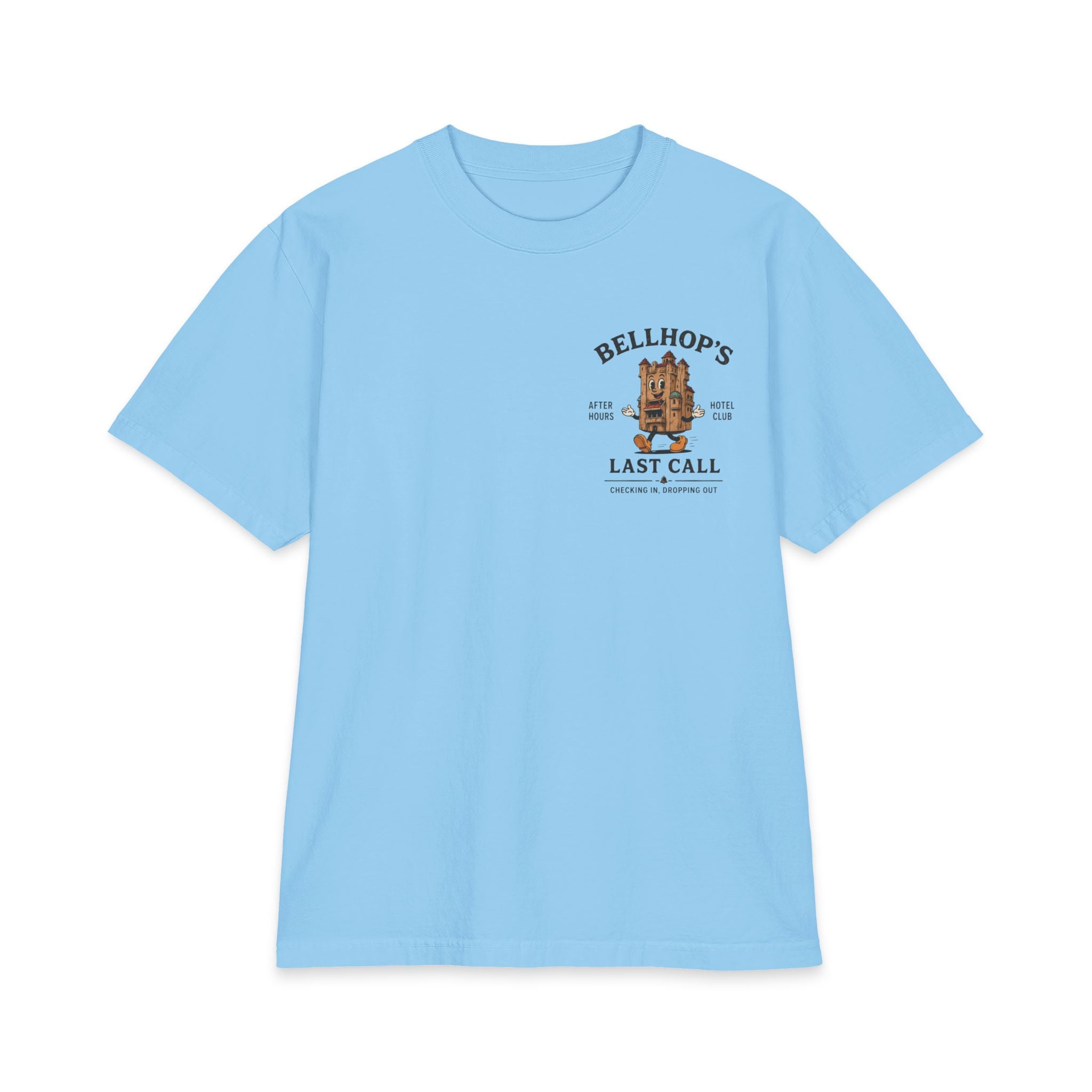 Bellhop’s Last Call Short Sleeve Tee — Vintage Hotel Mascot Graphic