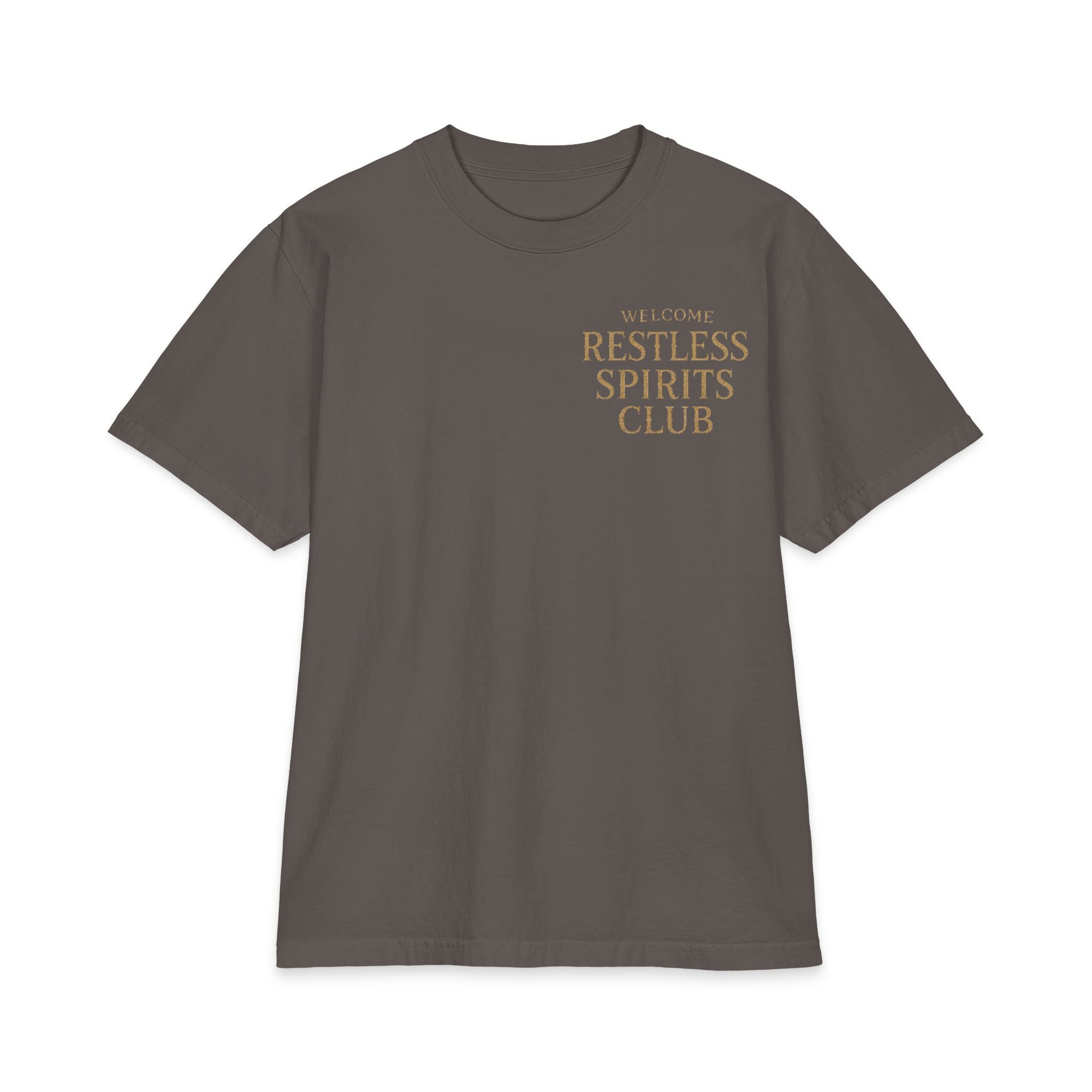 Restless Spirits Club Vintage Haunted Gate T-Shirt — "Welcome After Dark"