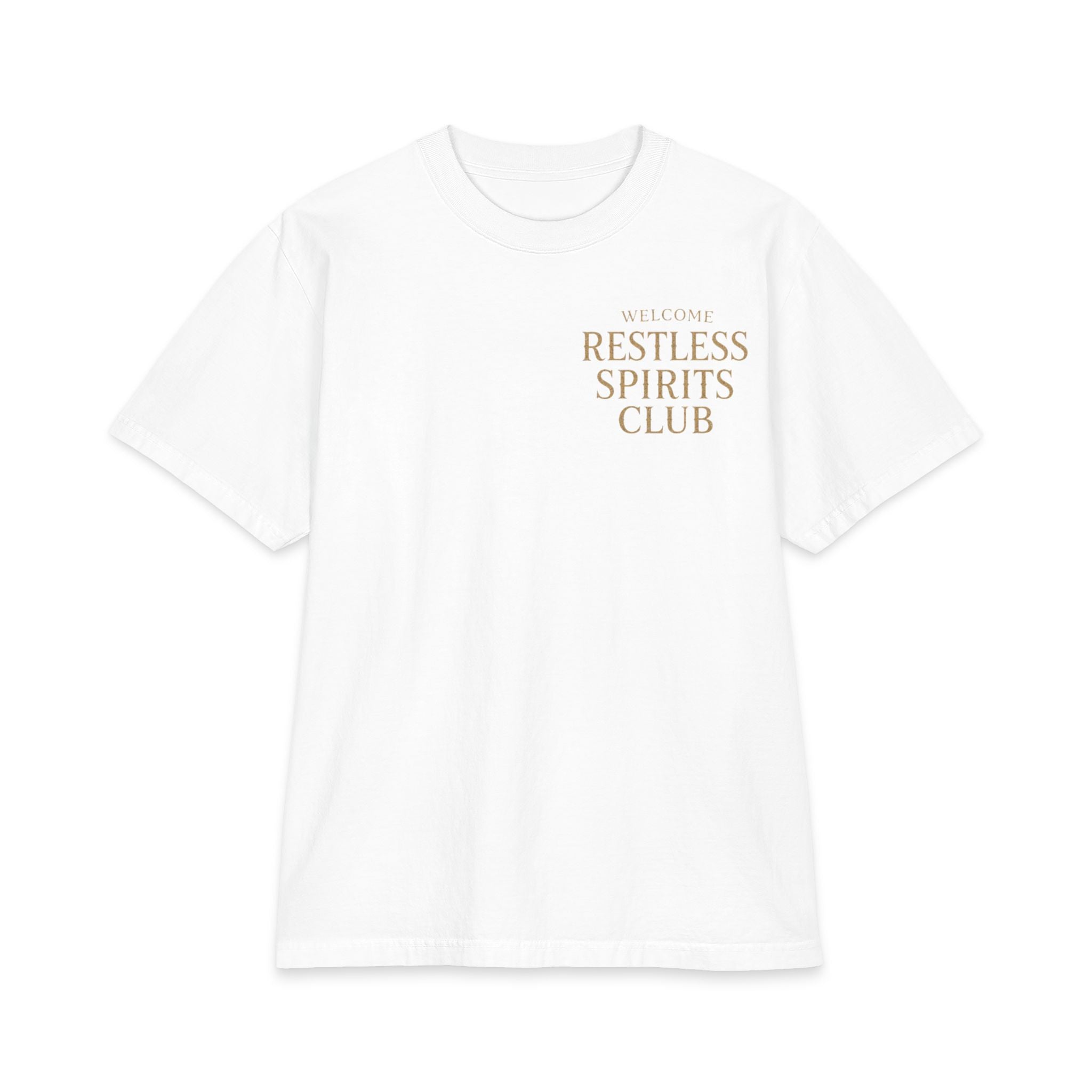 Restless Spirits Club Vintage Haunted Gate T-Shirt — "Welcome After Dark"
