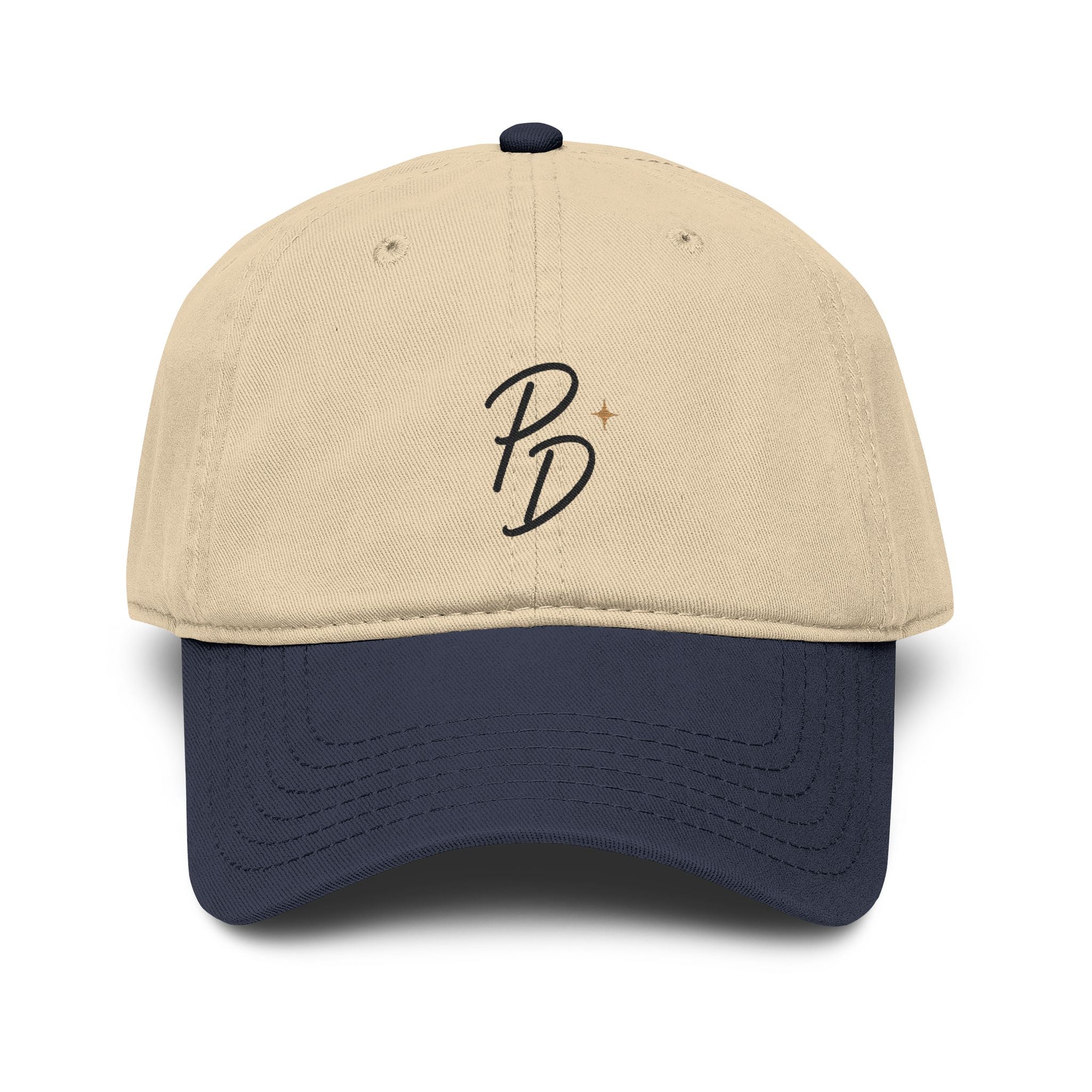 Washed Baseball Cap — Embroidered "PB" Logo Vintage Dad Hat