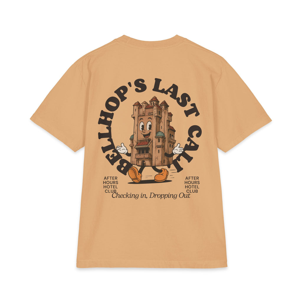 Bellhop’s Last Call Short Sleeve Tee — Vintage Hotel Mascot Graphic