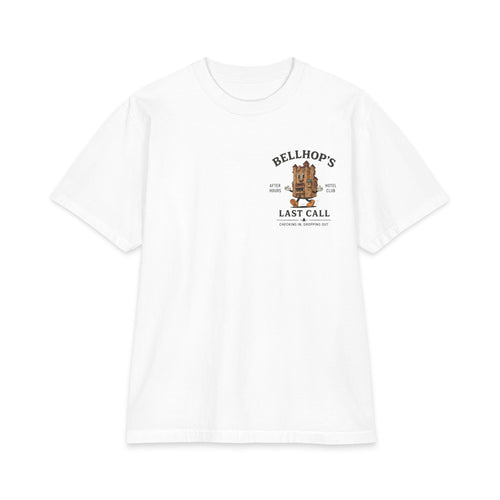 Bellhop’s Last Call Short Sleeve Tee — Vintage Hotel Mascot Graphic