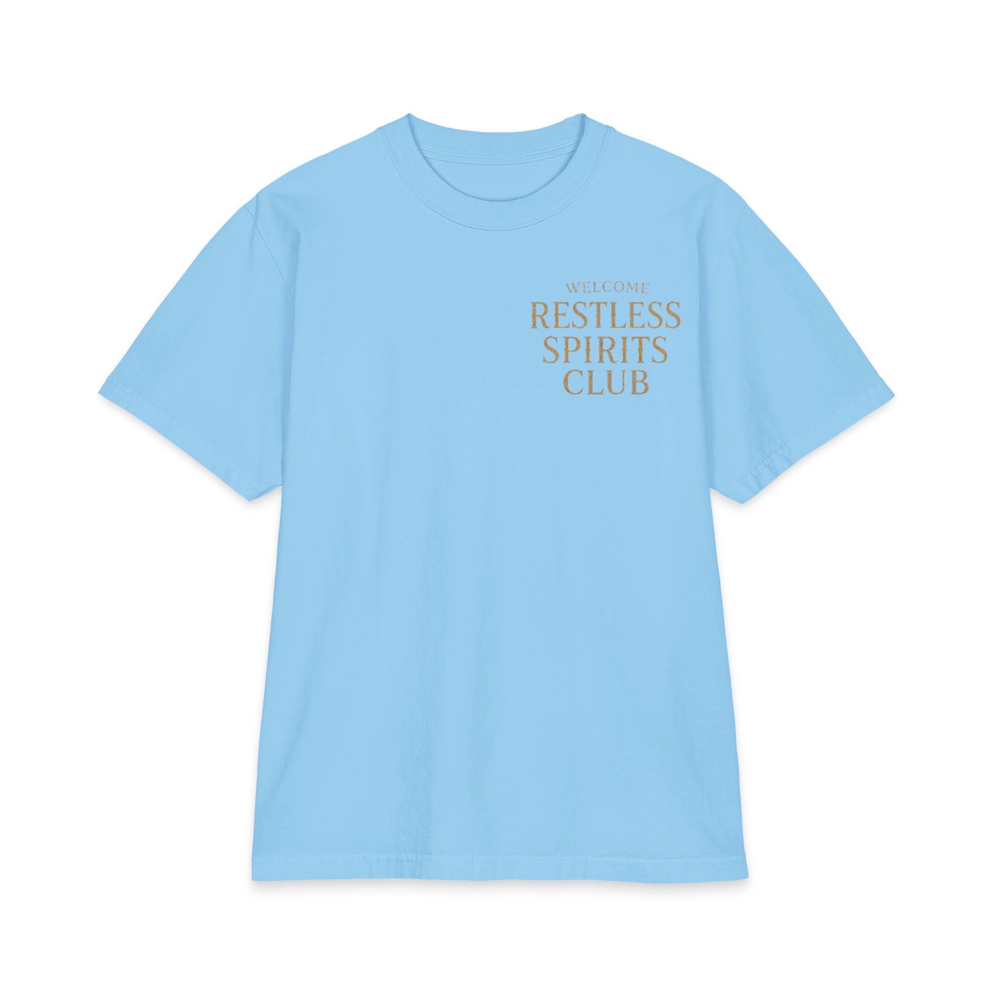 Restless Spirits Club Vintage Haunted Gate T-Shirt — "Welcome After Dark"