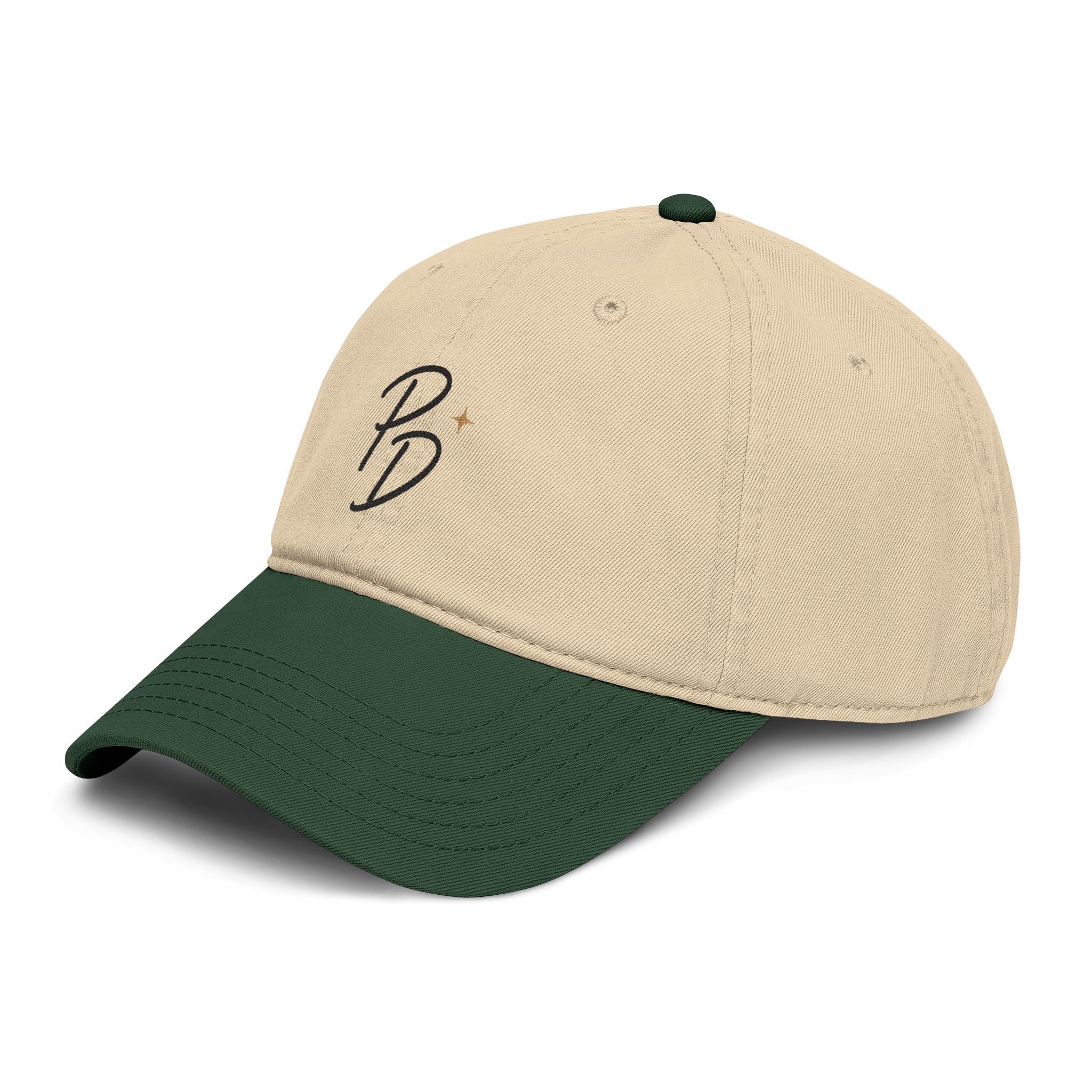 Washed Baseball Cap — Embroidered "PB" Logo Vintage Dad Hat