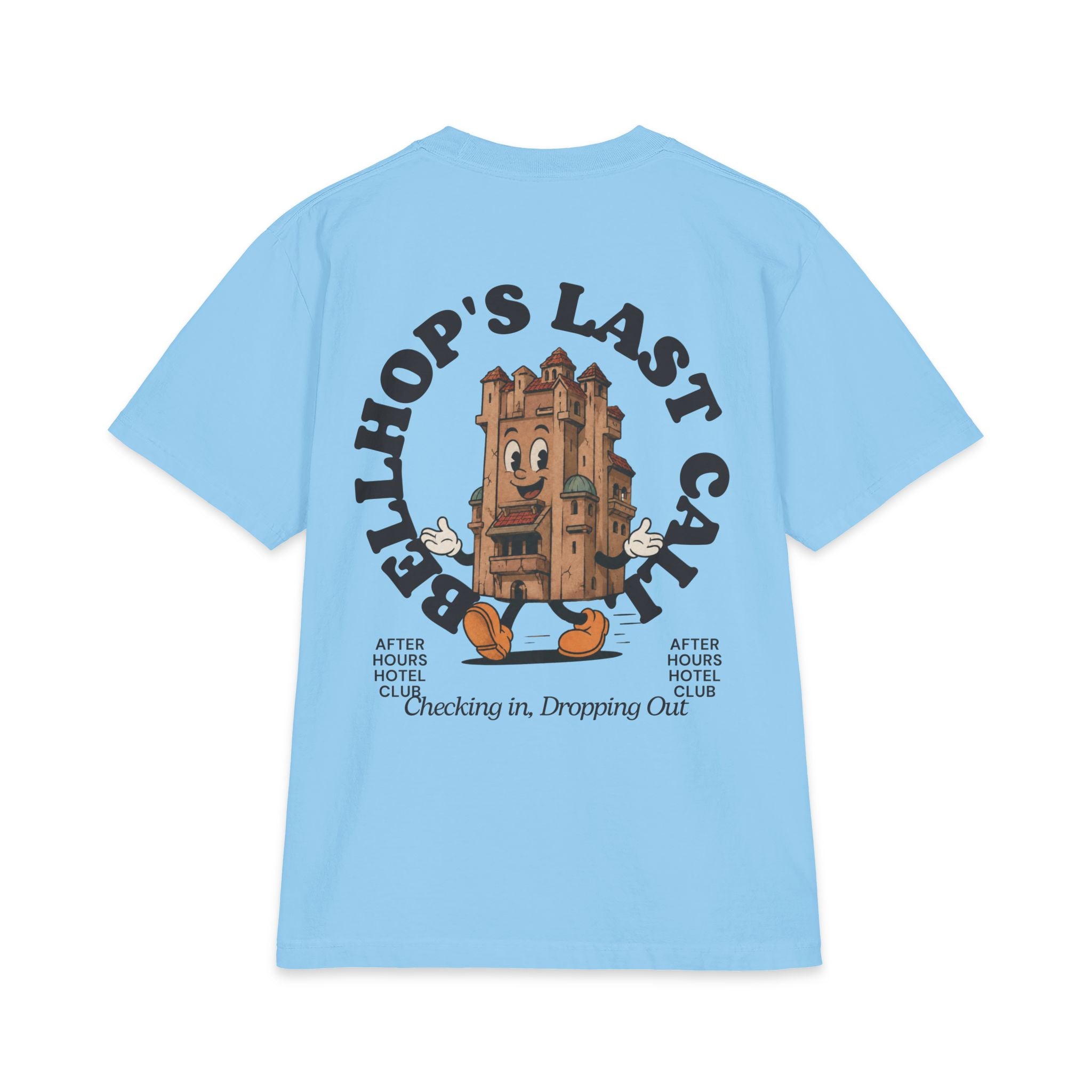 Bellhop’s Last Call Short Sleeve Tee — Vintage Hotel Mascot Graphic