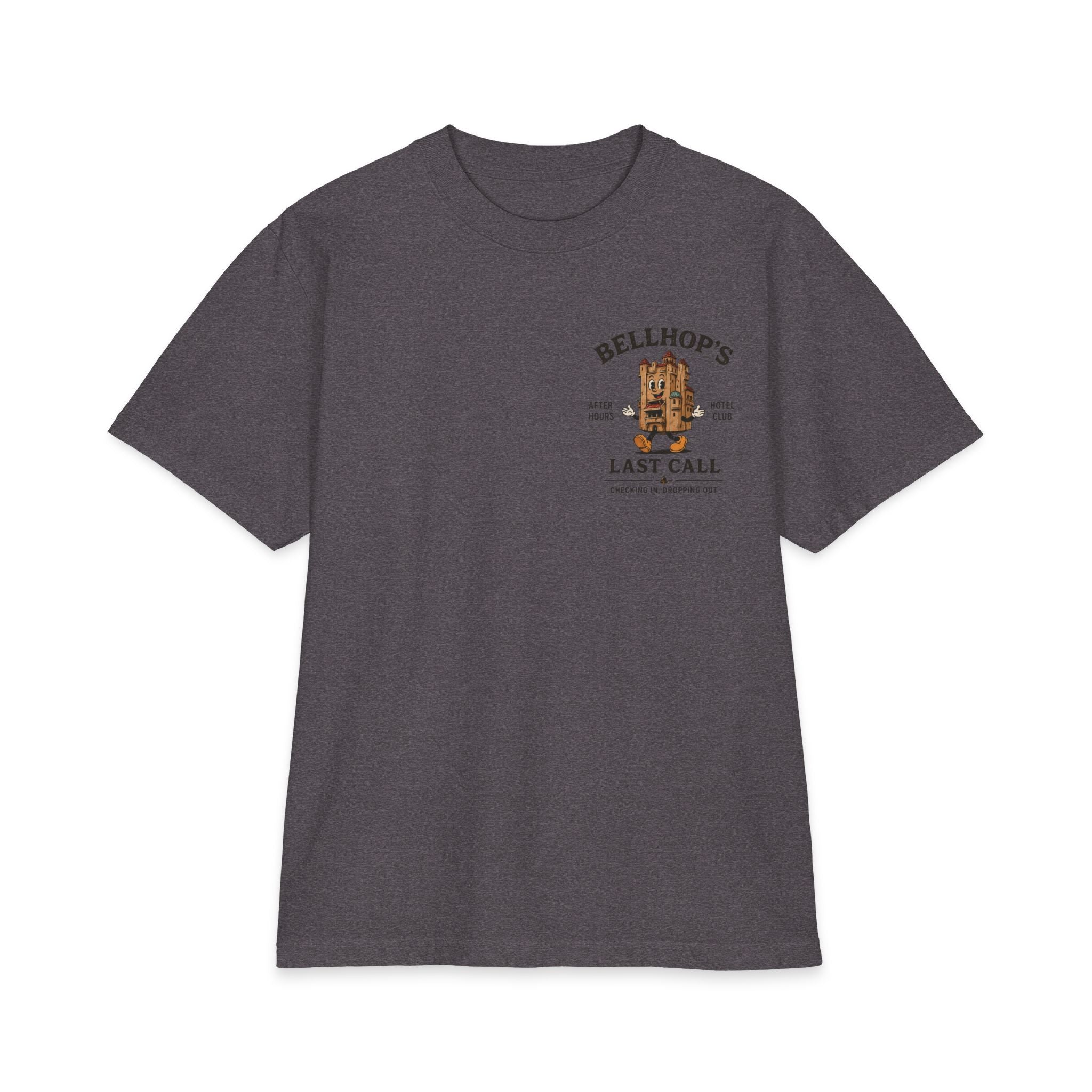 Bellhop’s Last Call Short Sleeve Tee — Vintage Hotel Mascot Graphic