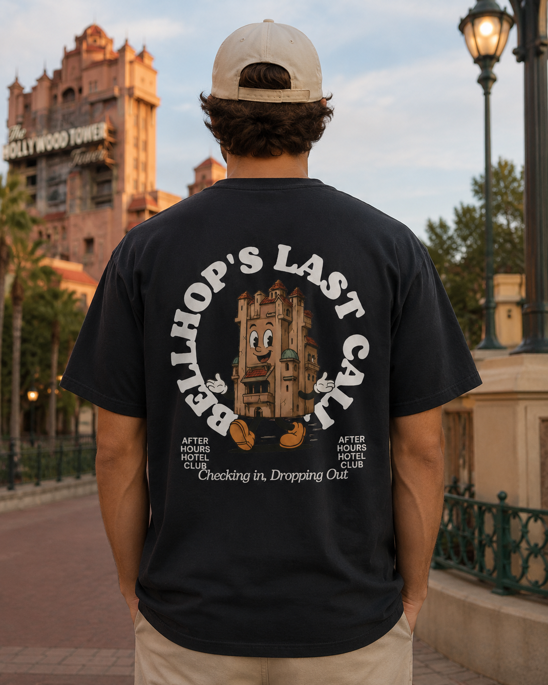 Bellhop’s Last Call Short Sleeve Tee — Vintage Hotel Mascot Graphic